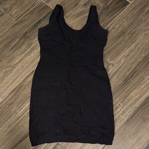 Poof Excellence Black Textured Mini Dress